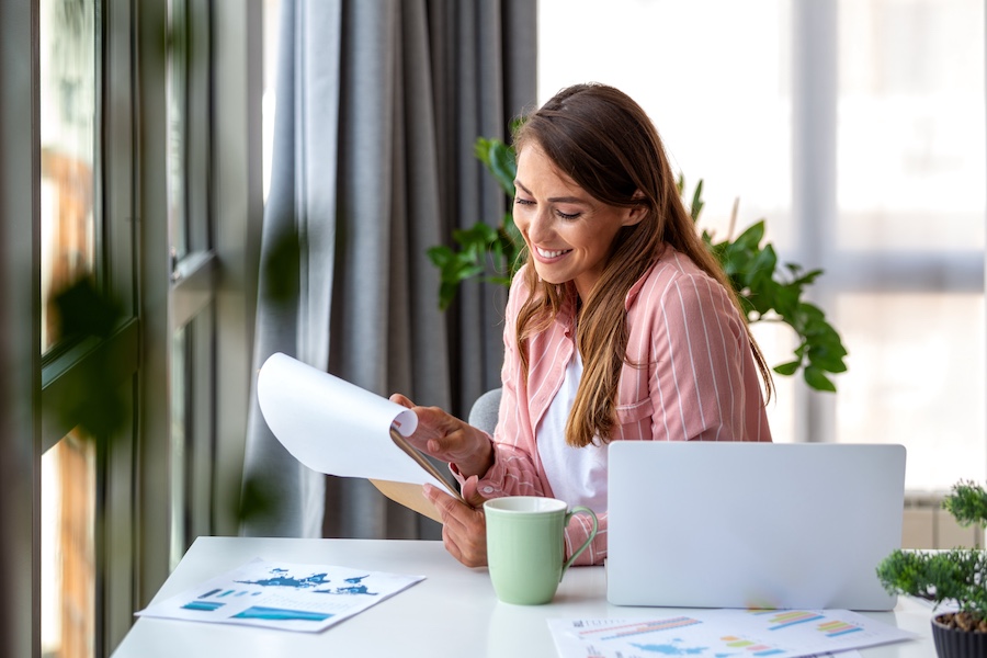 Woman entrepreneur reviewing numbers