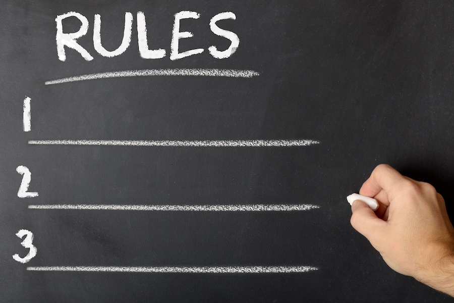 Chalk board with rules written
